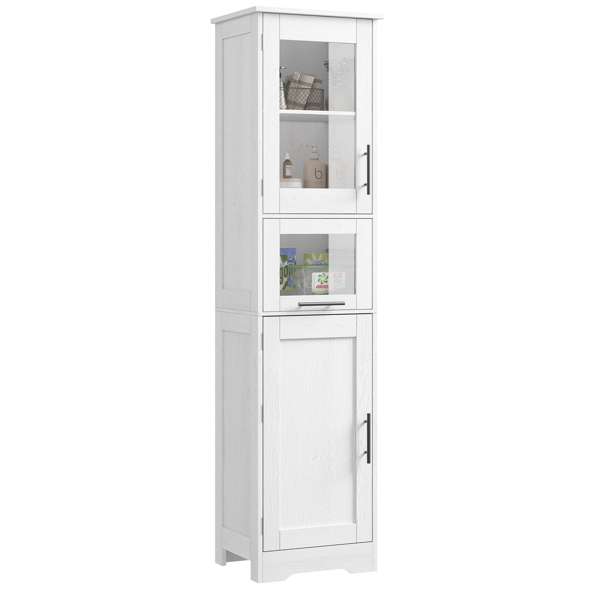 Bathroom Cabinet, Tall Storage Cabinet with Doors and Adjustable Shelf, Freestanding Floor Pantry Cabinet for Garage, Pantry & Home Organization