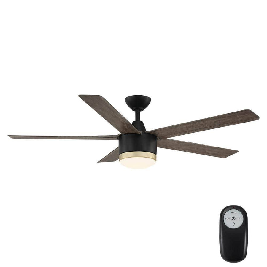 56 in. Integrated LED Indoor/Outdoor Matte Black Ceiling Fan with Light for Bedroom, Living Room & Home Comfort