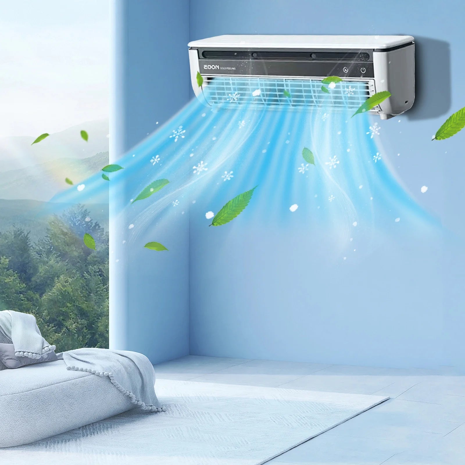 FYHALE 5,000 BTU Wall Mounted Air Conditioner with Remote Control, Digital Display, Cool up to 150 Sq. Ft for Bedroom, Living Room & Home Comfort