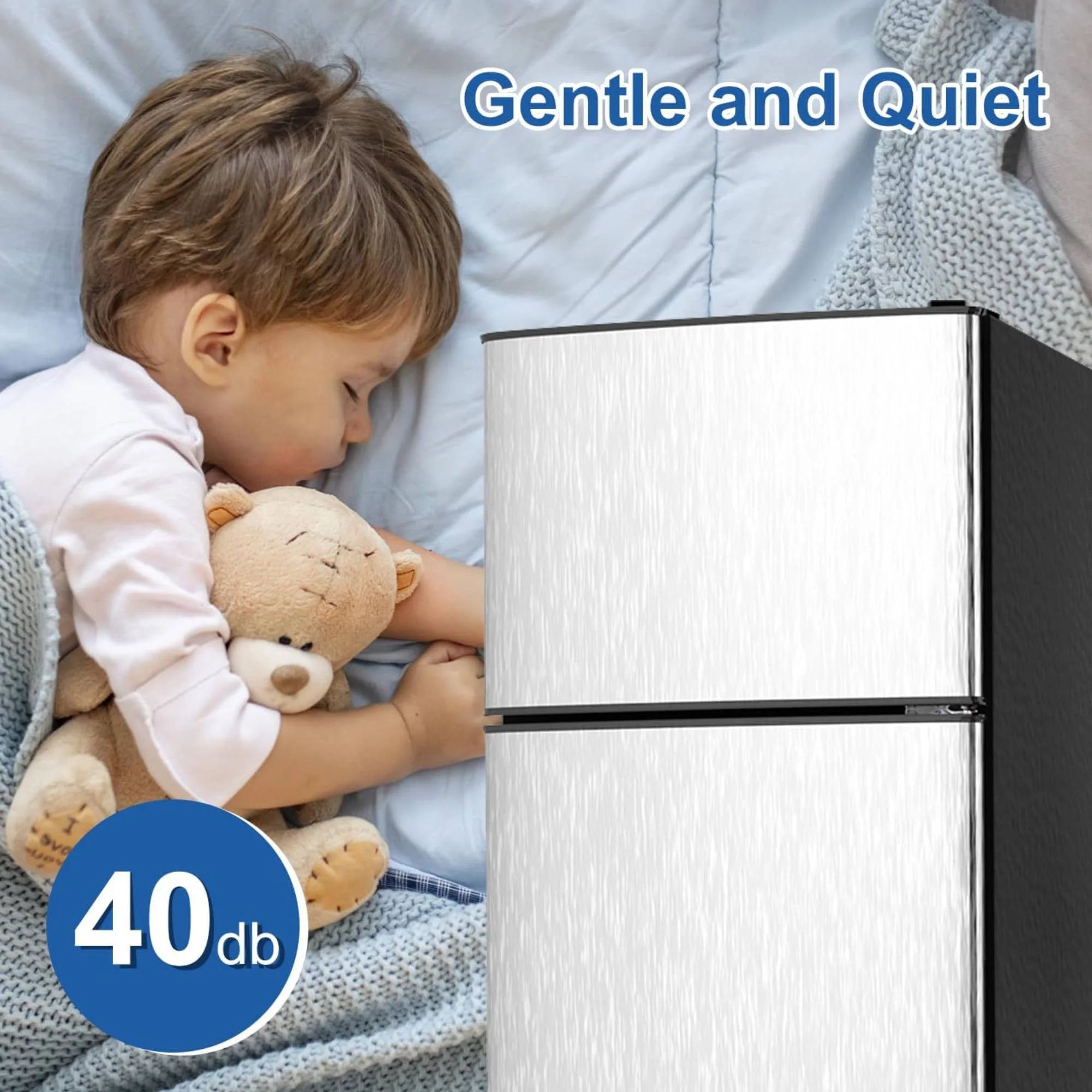 3.5 Cu.ft Mini Fridge Freezer, 2 Door Small Refrigerator, 7 Level Adjustable Thermostat Freezer Fridge for Living Room, Kitchen and Apartment, Sivelr