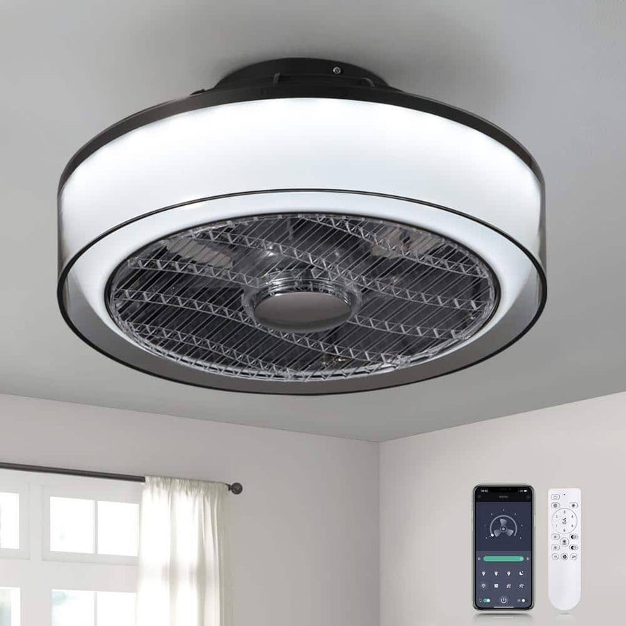 Antoine HD, 68 16 in. Modern Dimmable Integrated LED Indoor Smoky Gray Smart Enclosed Ceiling Fan with Remote for Bedroom, Living Room & Home